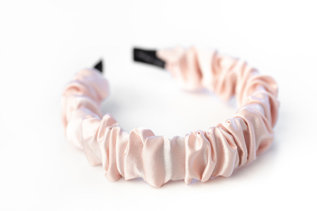 Blush Pink Satin Ruffle Headband