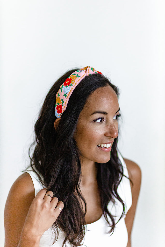 Floral Embroidery Knotted Headband