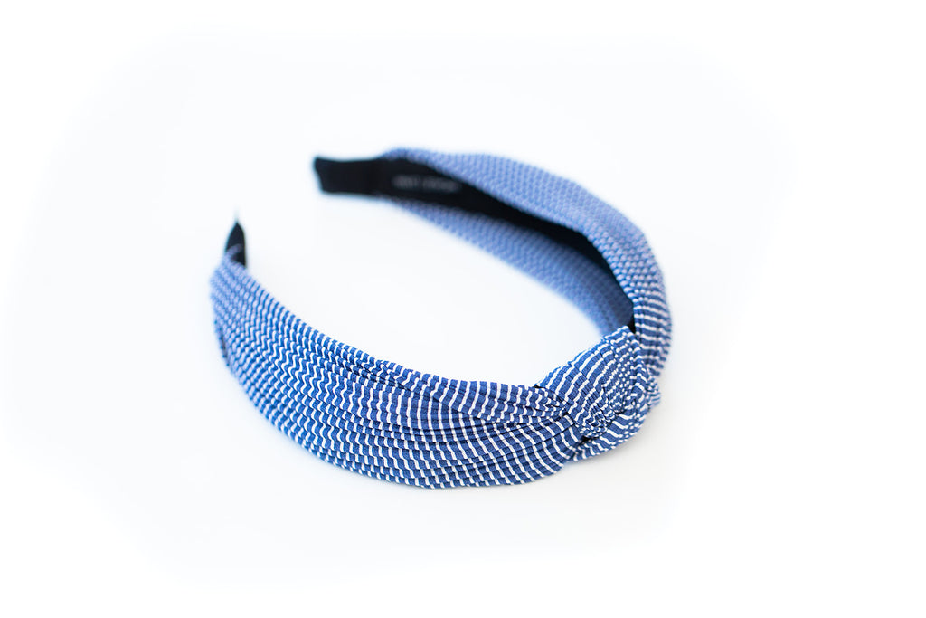 Blue Pinstripe Knotted Headband