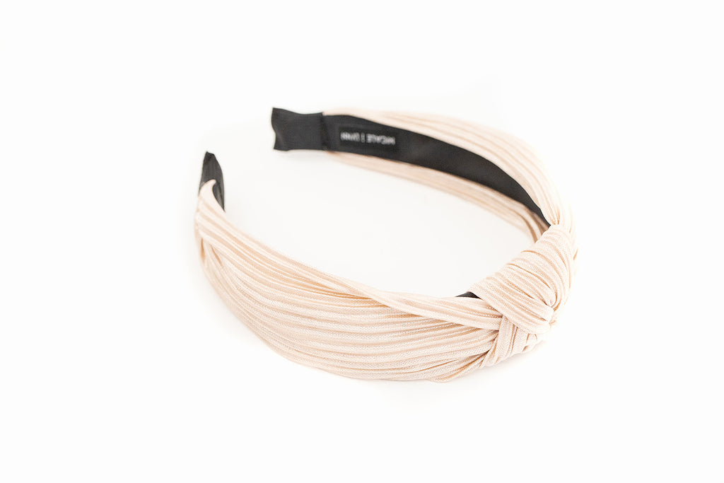 Champagne Ribbed Knotted Headband