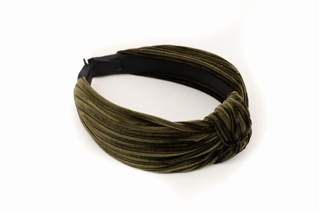 Olive Velvet Ribbed Headband