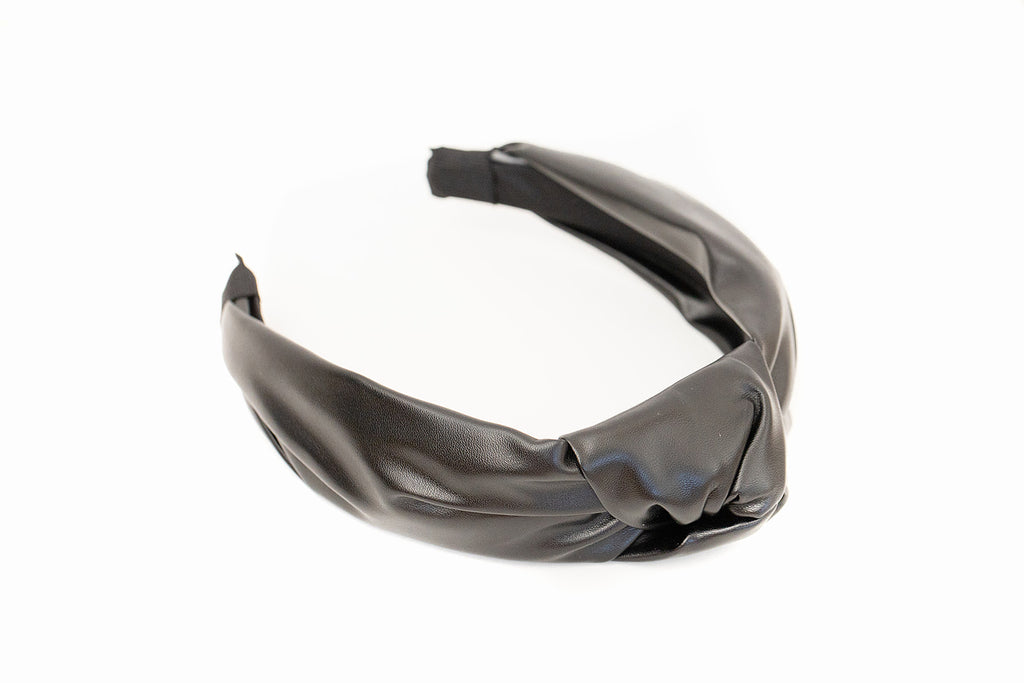Faux Black Leather Headband