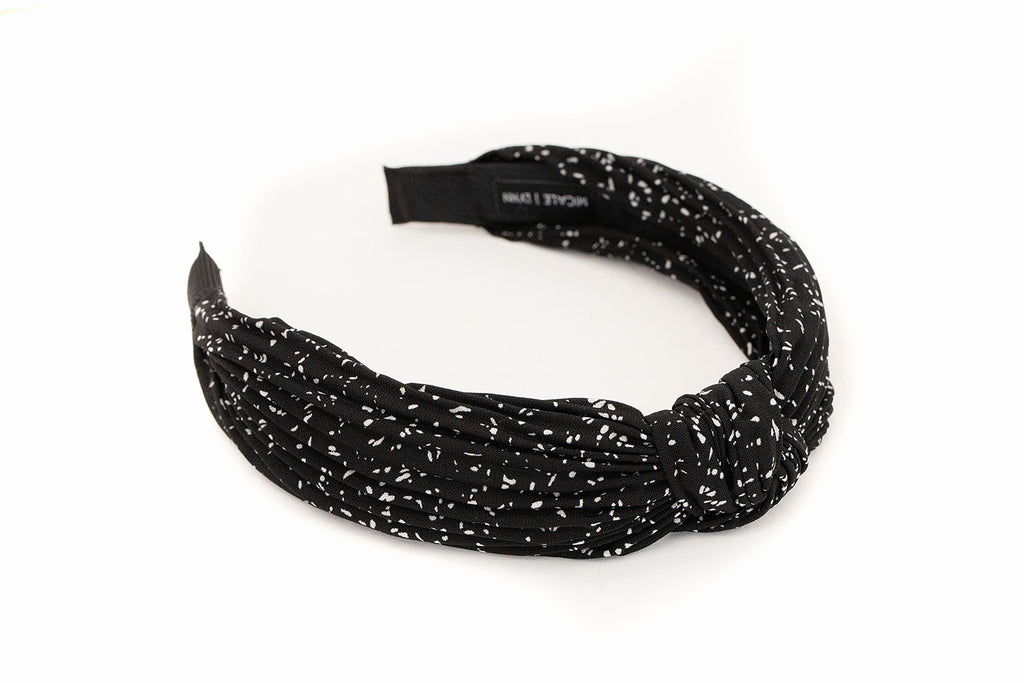 Black and White Speck Knotted Headband