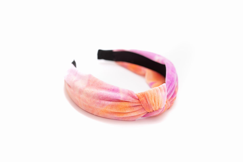 Velvet Purple & Orange Tie Dye Topknot Headband