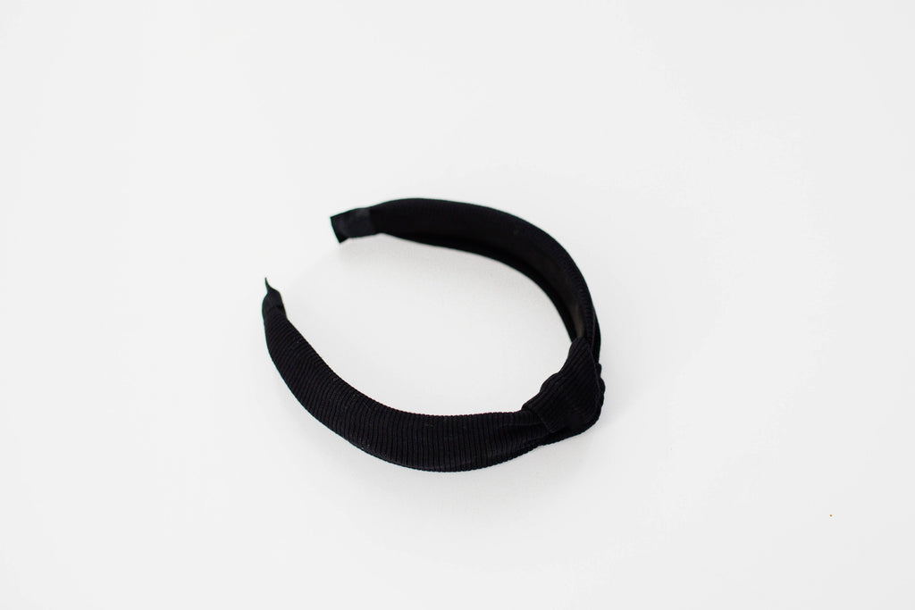 Black Jersey Rib Knotted Headband