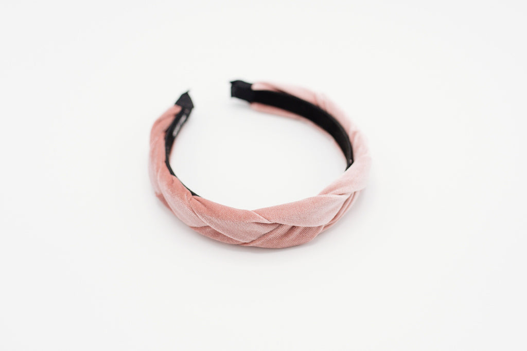 Blush Pink Velvet Braided Headband