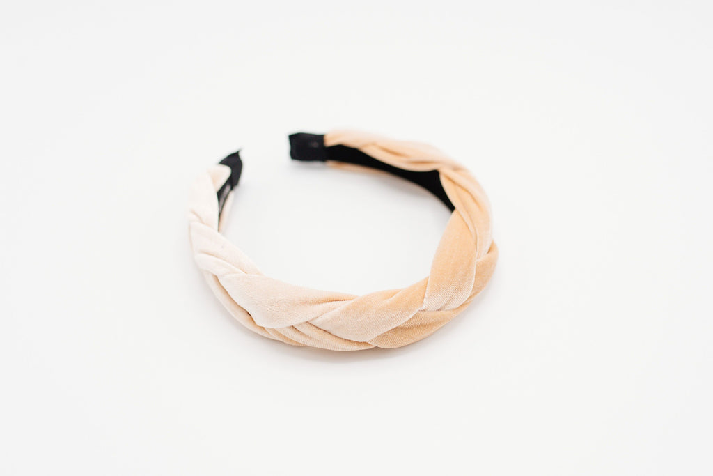 Nude Velvet Braided Headband