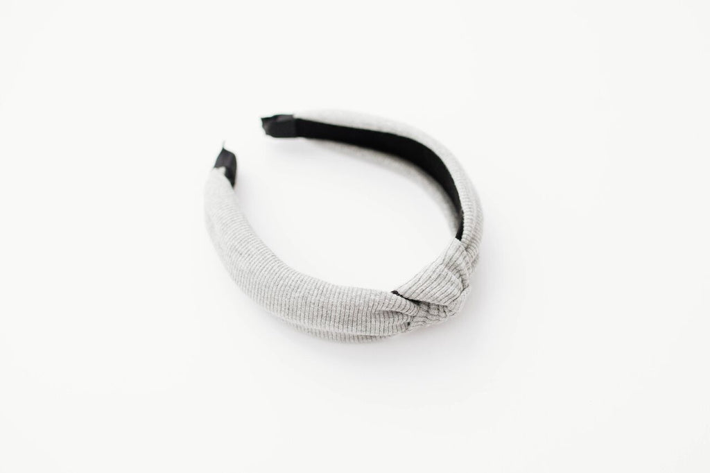 Gray Jersey Rib Knotted Headband