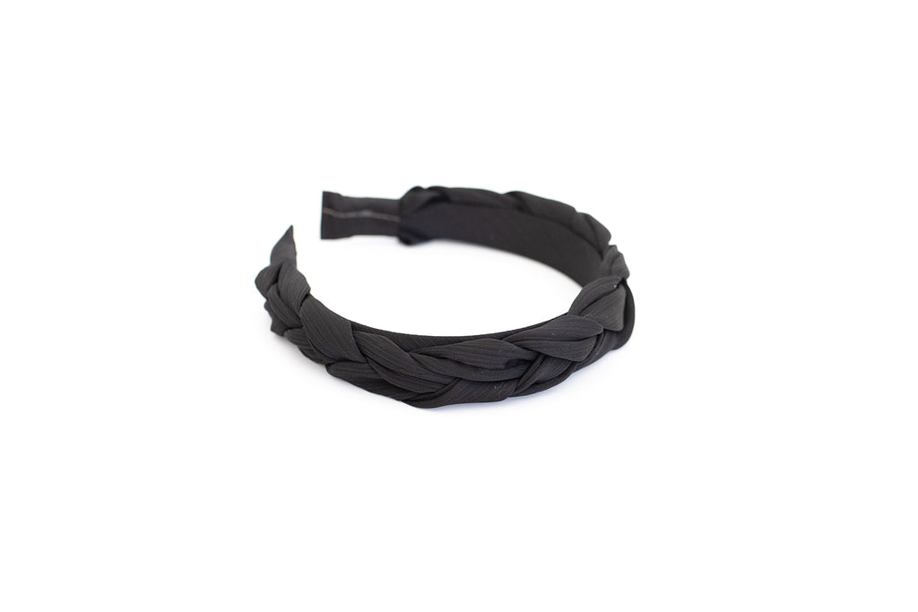 Black Satin Braided Headband