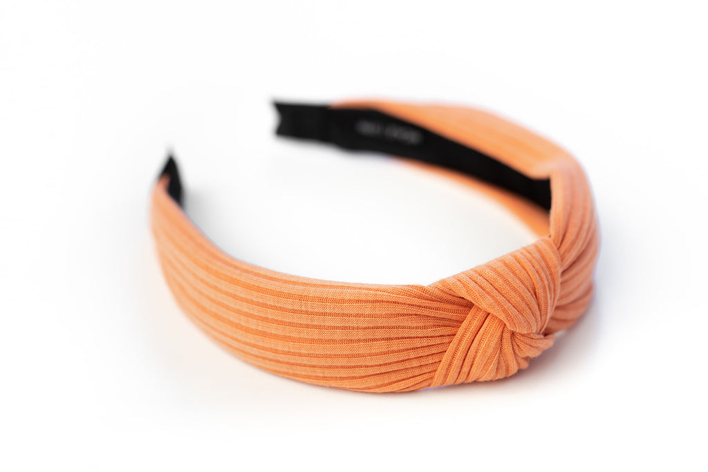 Orange Ribbed Knotted Headband