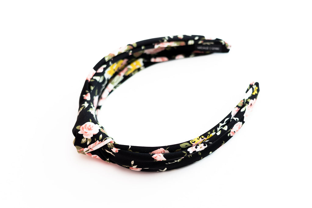 Millie Black Floral Knotted Headband