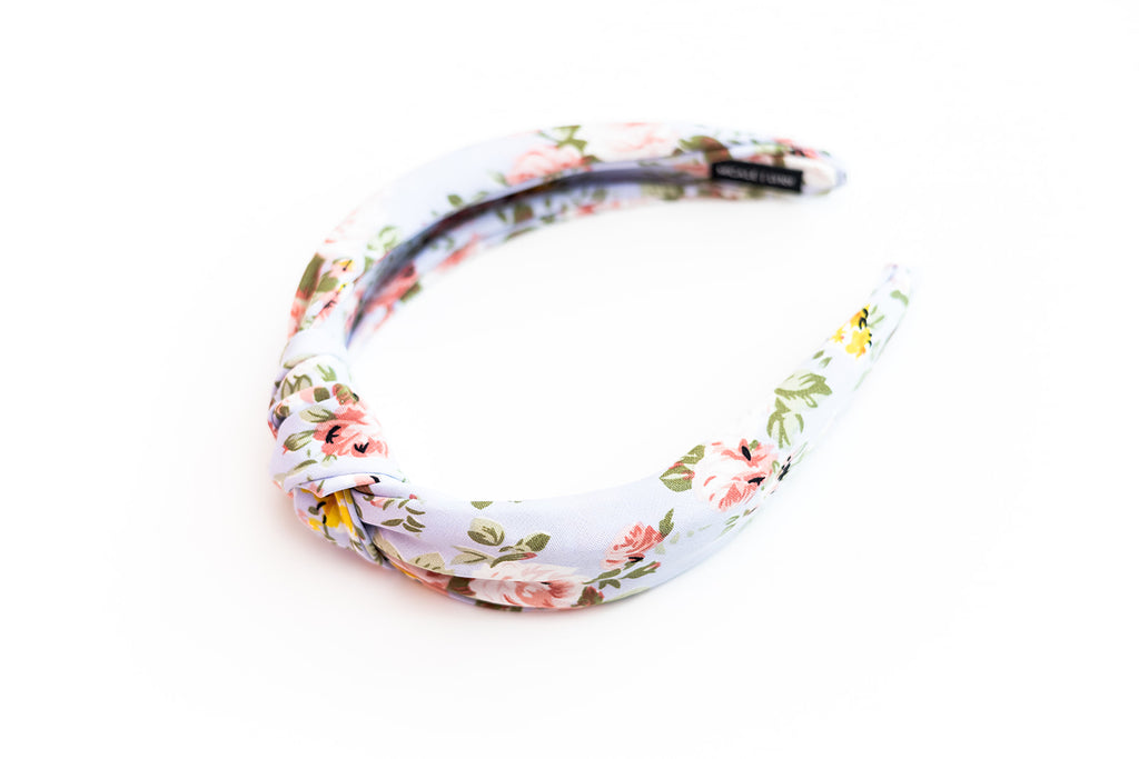 Libby Blue Floral Knotted Headband