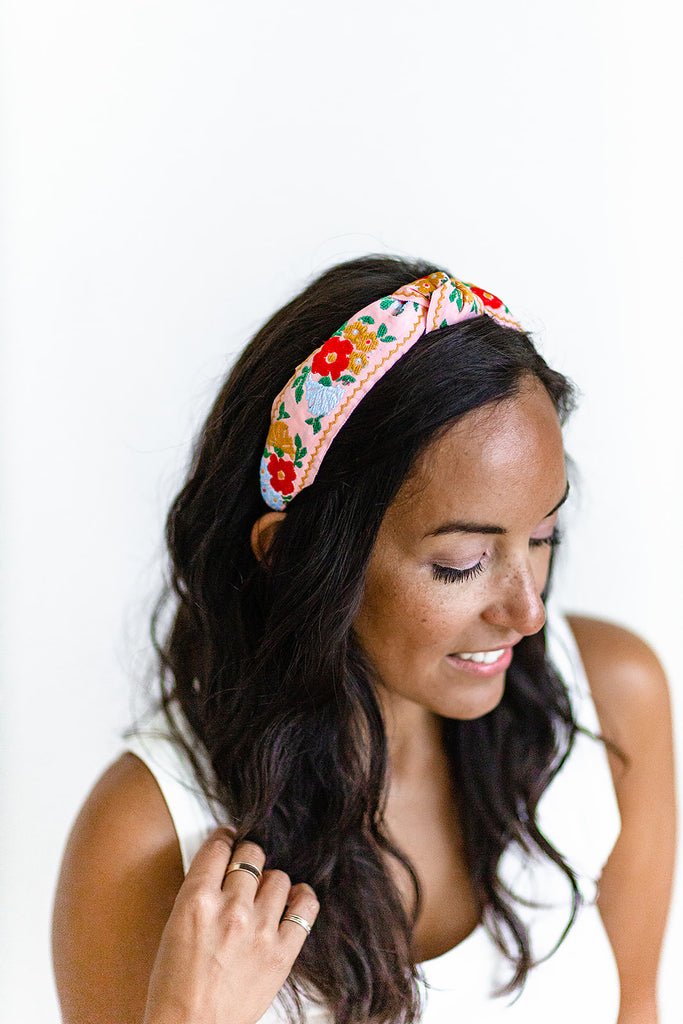 Floral Embroidery Knotted Headband