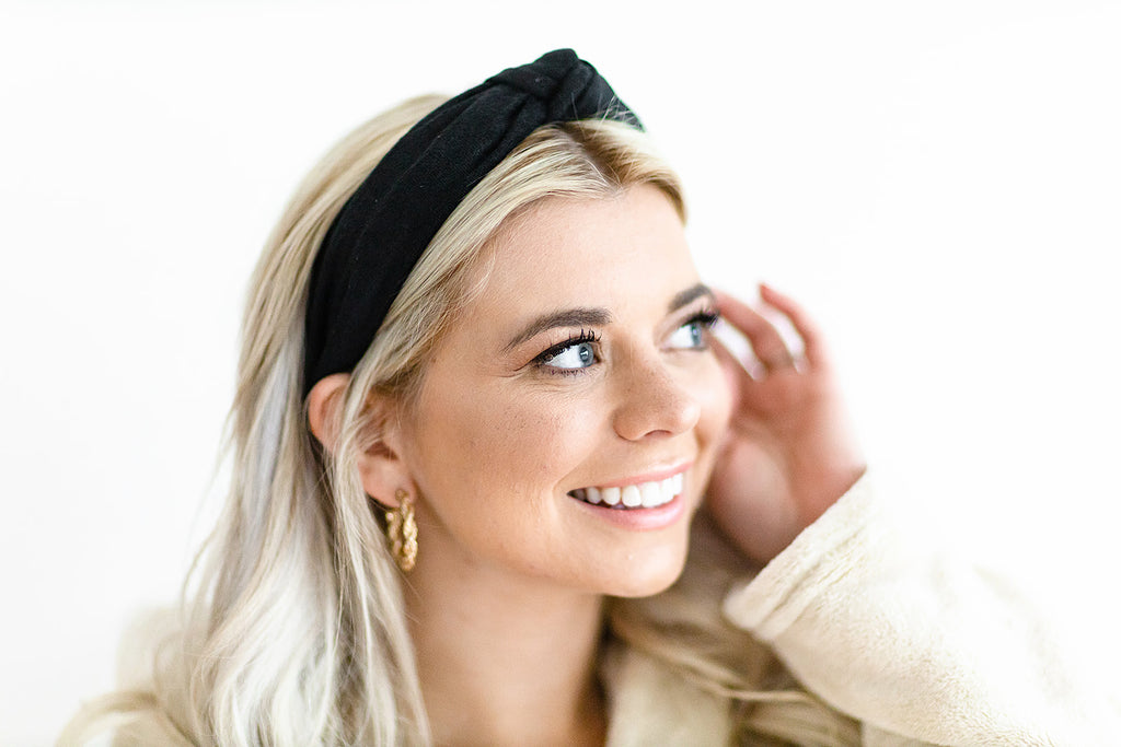 Black Terry Knotted Headband