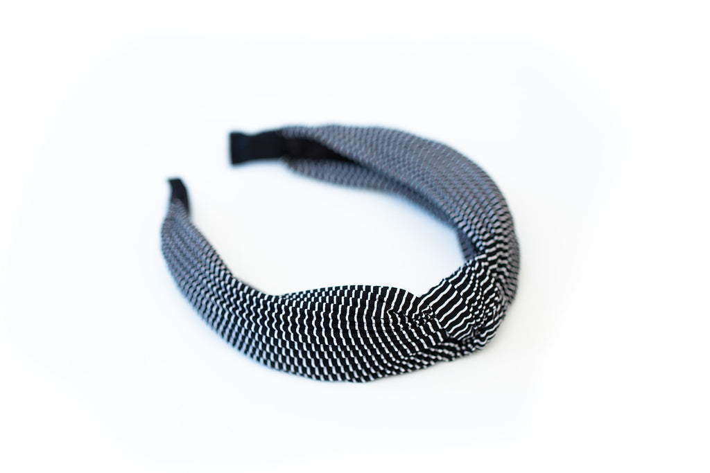 Black Pinstripe Knotted Headband