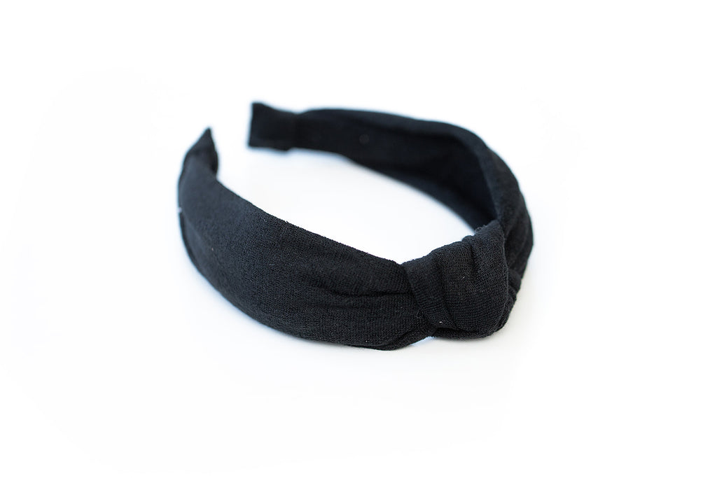 Black Terry Knotted Headband