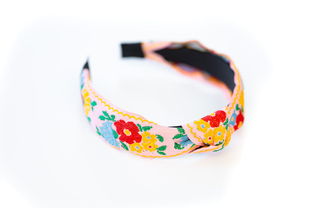 Floral Embroidery Knotted Headband