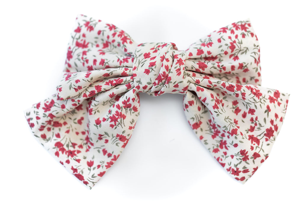 Red Floral Hair Bow