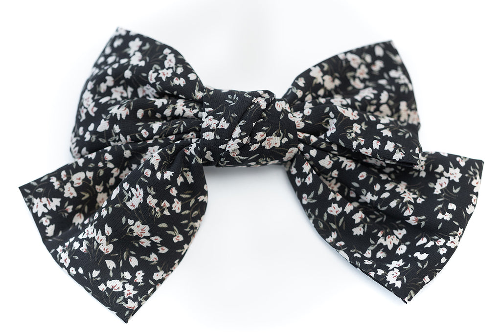 Black Floral Hairbow