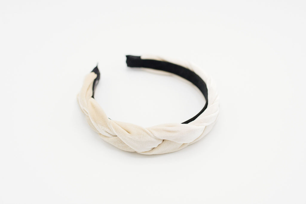 White Velvet Braided Headband