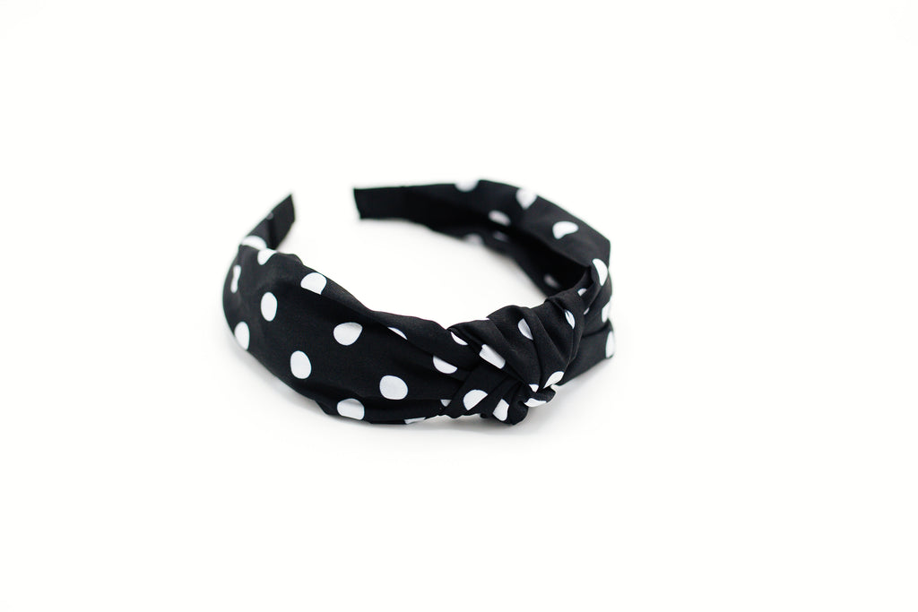 Black & White Polka Dot Knotted Headband