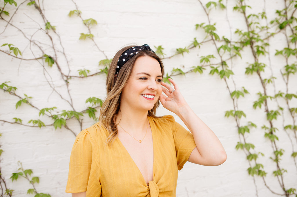 Black & White Polka Dot Knotted Headband