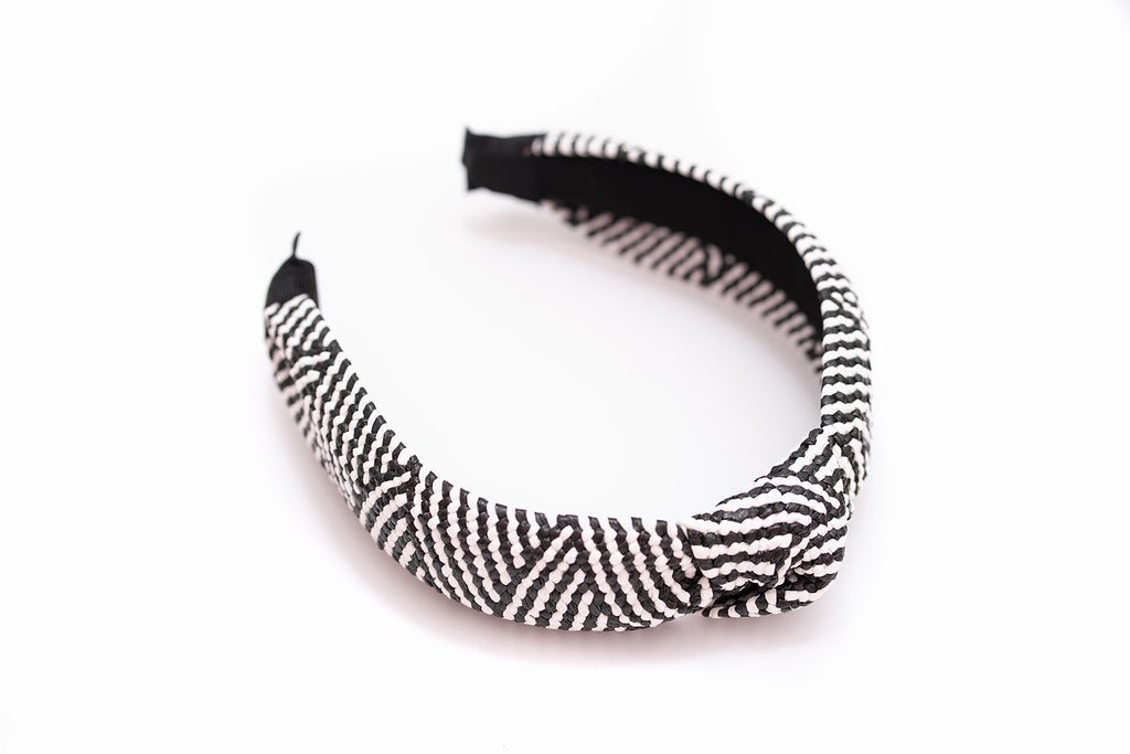 Rattan Woven Black & White Knotted Headband