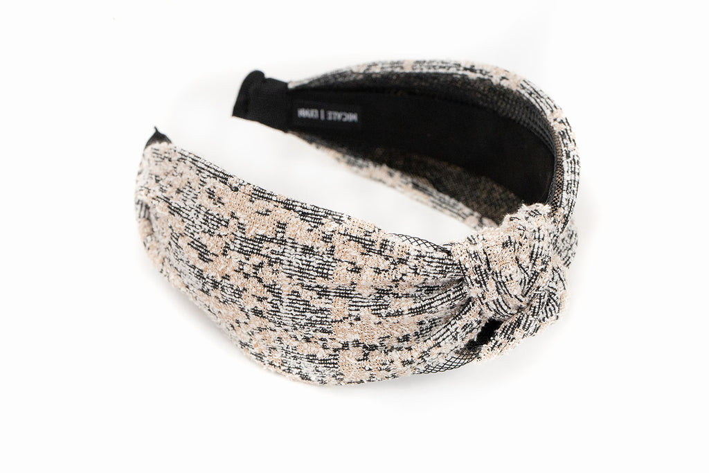 Black and Blush Tweed Headband