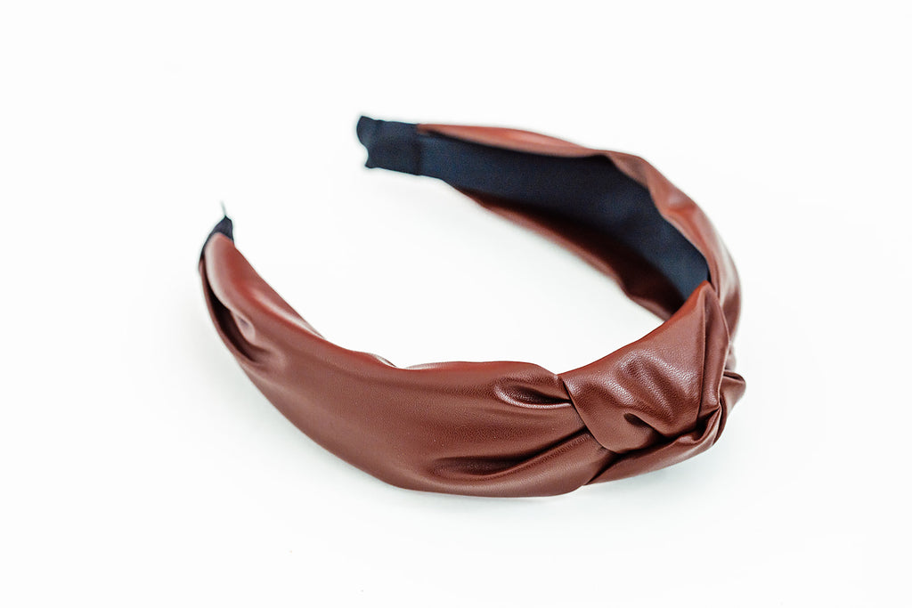 Faux Dark Brown Leather Headband