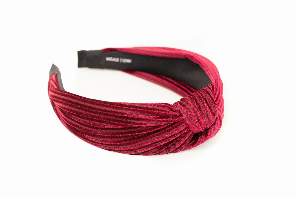 Cranberry Velvet Ribbed Headband
