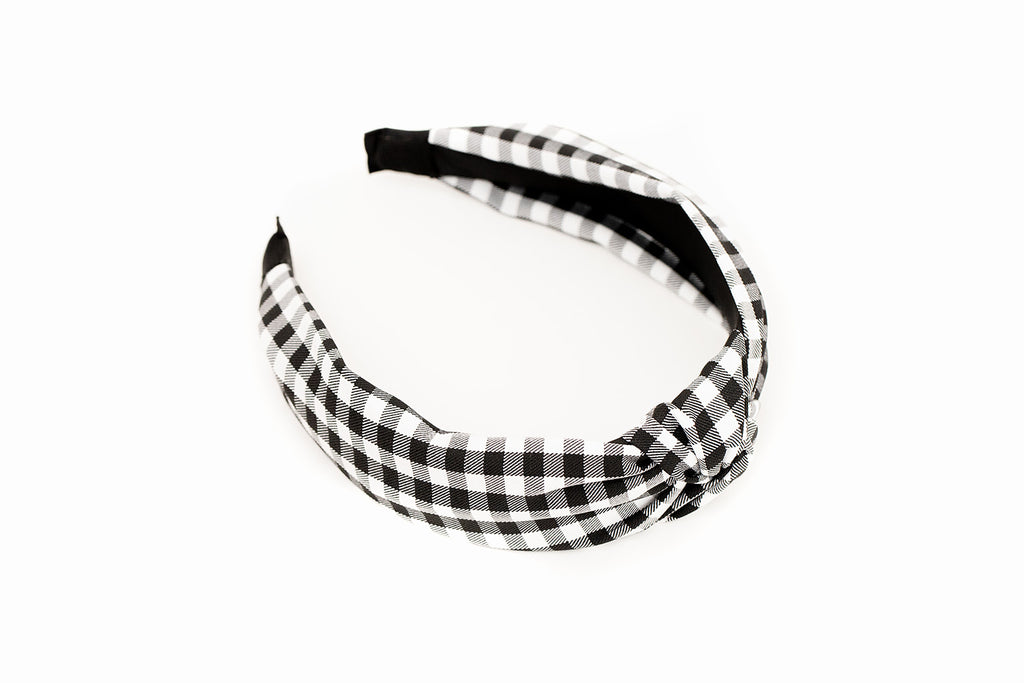 Black and White Gingham Headband