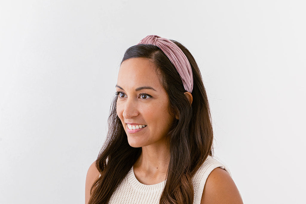 Blush Velvet Ribbed Headband