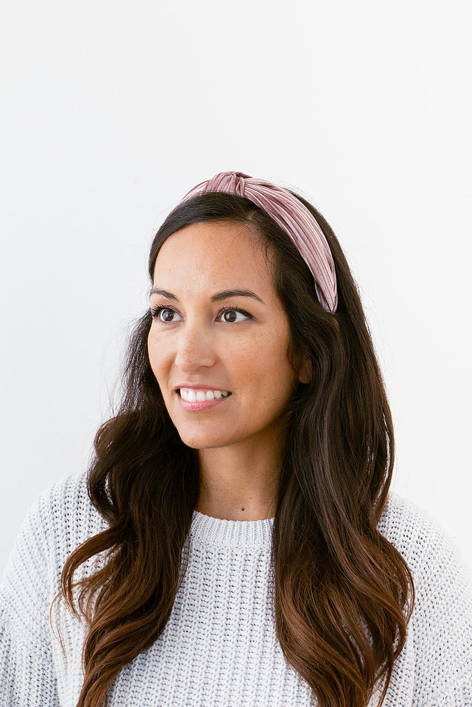 Blush Velvet Ribbed Headband