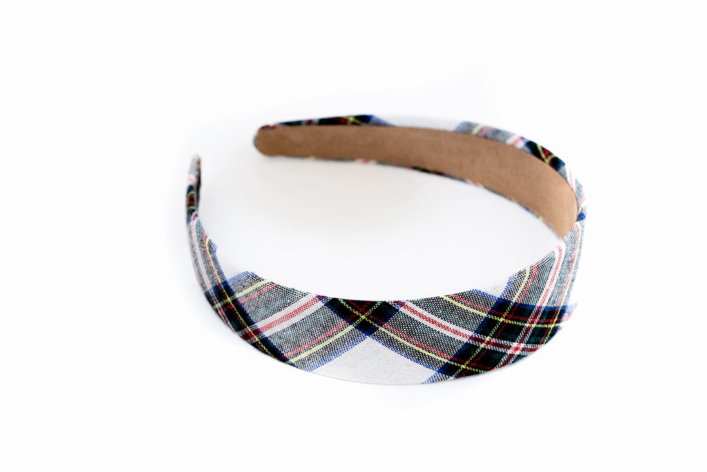 Preppy White Plaid Headband