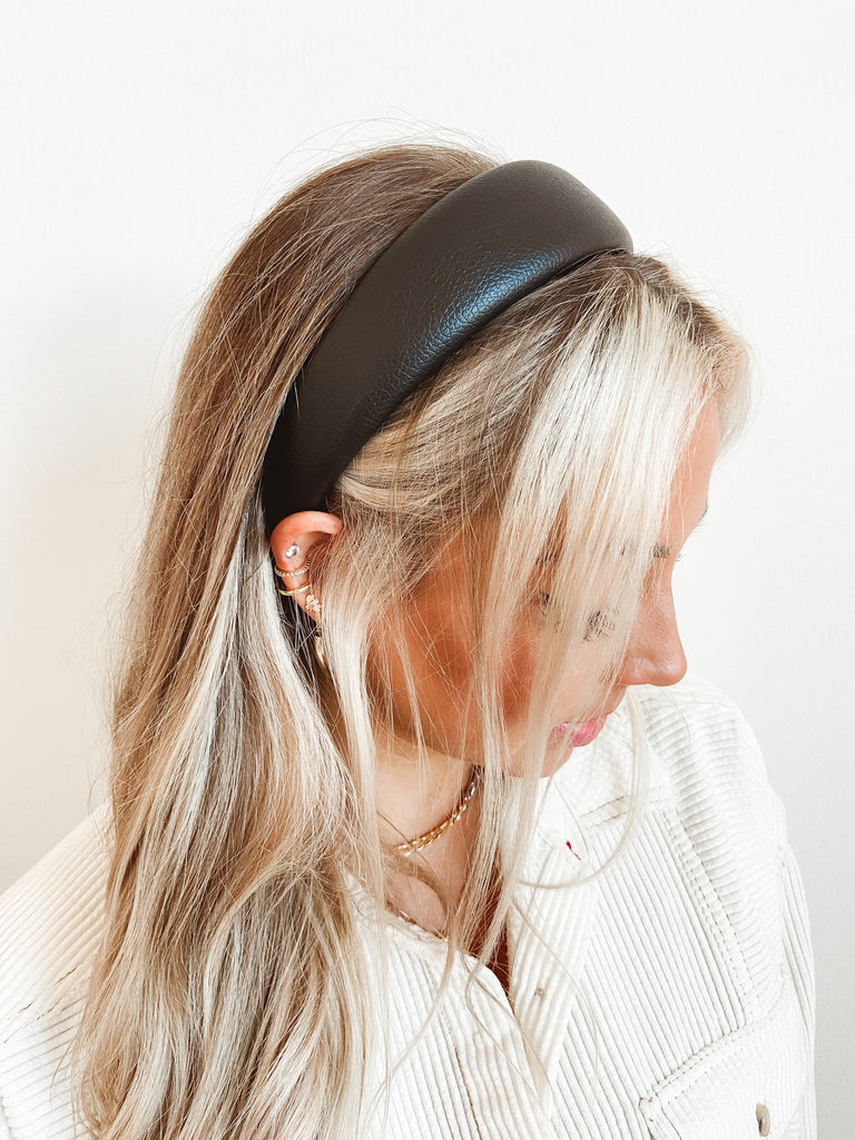 Chic Black Leather Headband