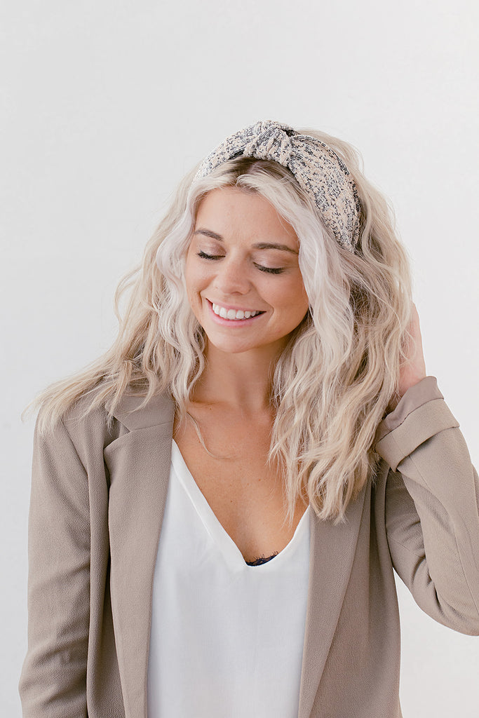 Black and Blush Tweed Headband