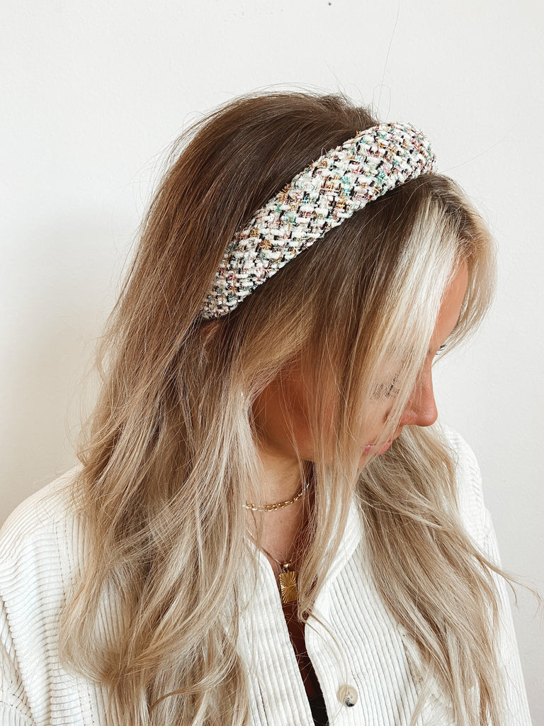 White Sparkle Confetti Tweed Headband
