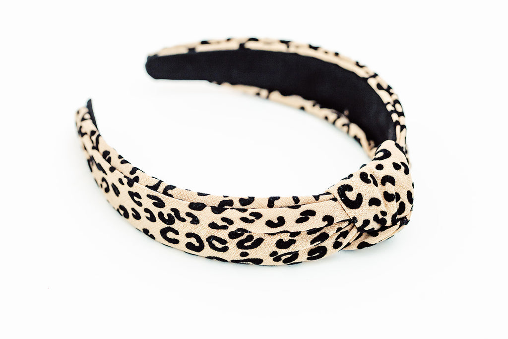 Velvet Leopard Knotted Headband