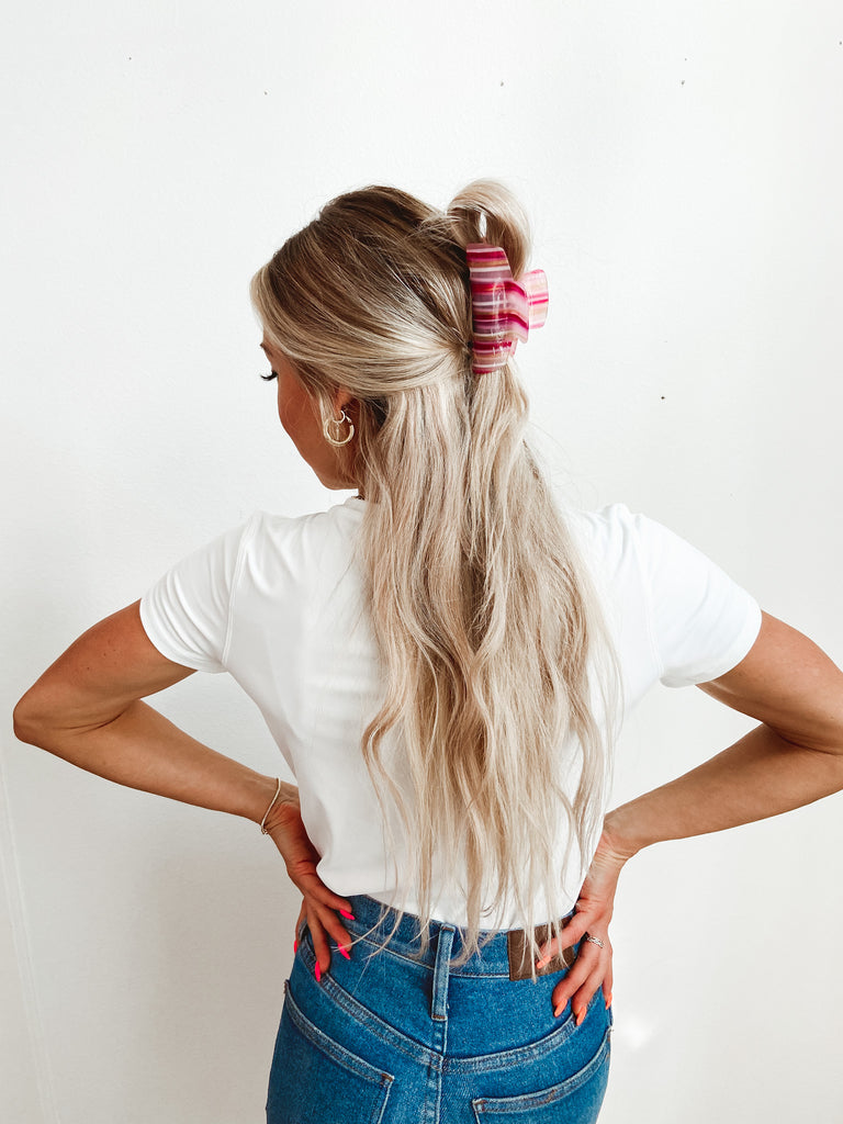 Pink Sugar Stripe Hair Clip