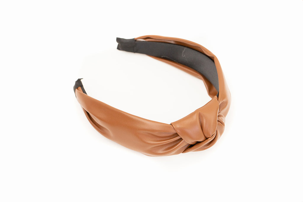 Faux Brown Leather Headband